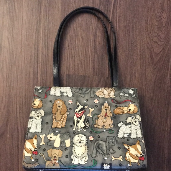 Cute Dog Print Handbag - Shades of Gray/Tan/White - For Ultimate Dog lover! $20 - Picture 1 of 13